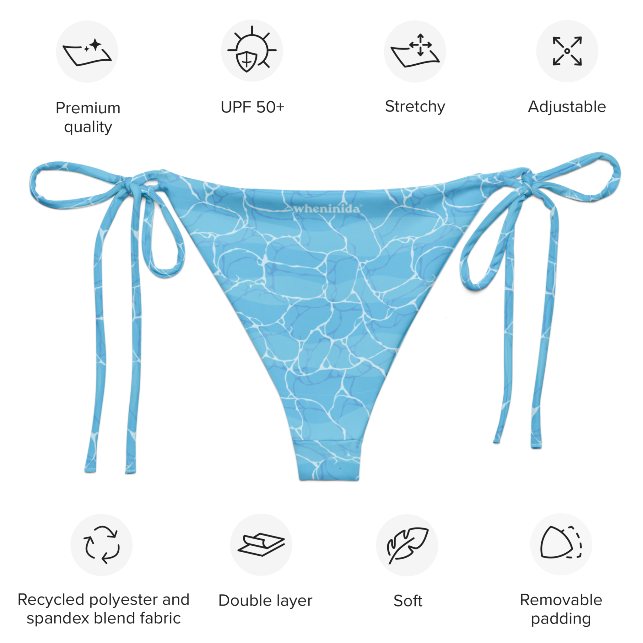Nida Ripples | Aqua Blue String Bikini