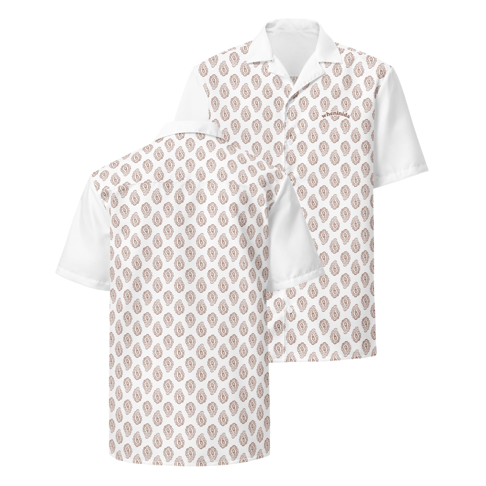 Nida Pine-Cone | Paisley White Button Summer Shirt