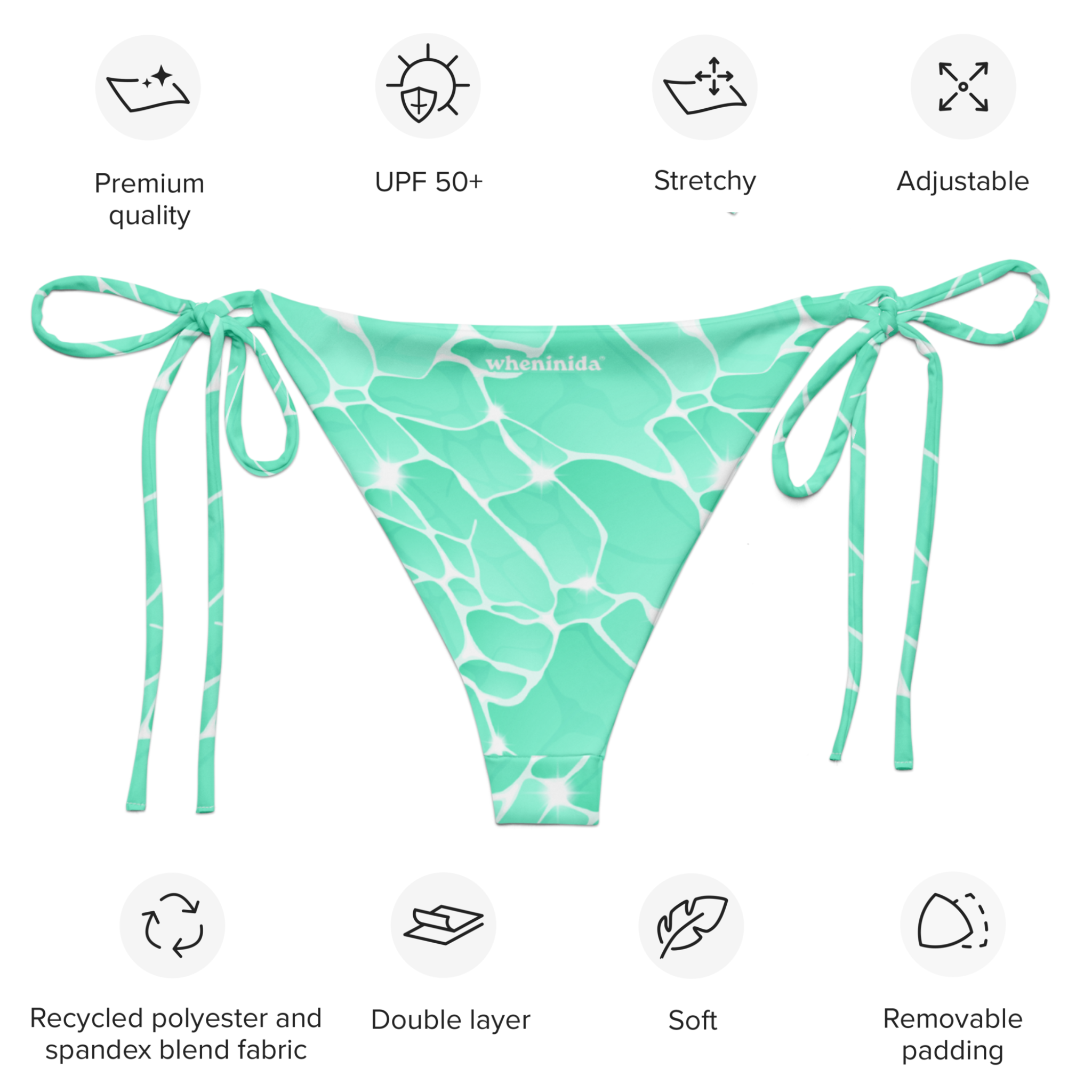 Nida Ripples | Aqua Teal String Bikini
